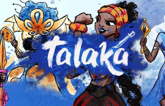 Talaka key art with the game's logo and characters inspired by Brazilian folklore and the Orisha.