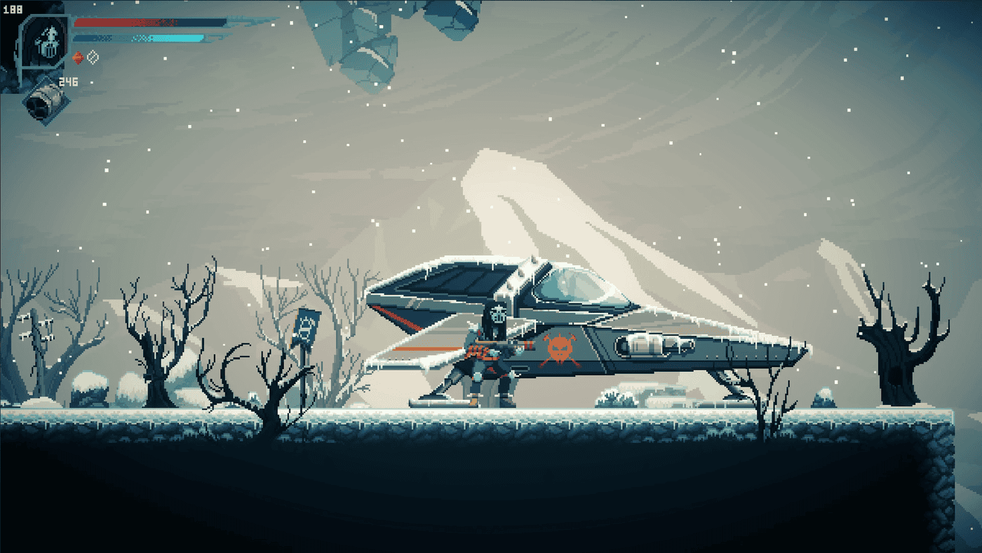 Il Voivod, armato di fucile, si appresta a salire a bordo di un aereo da caccia in un paesaggio innevato di Voivod.