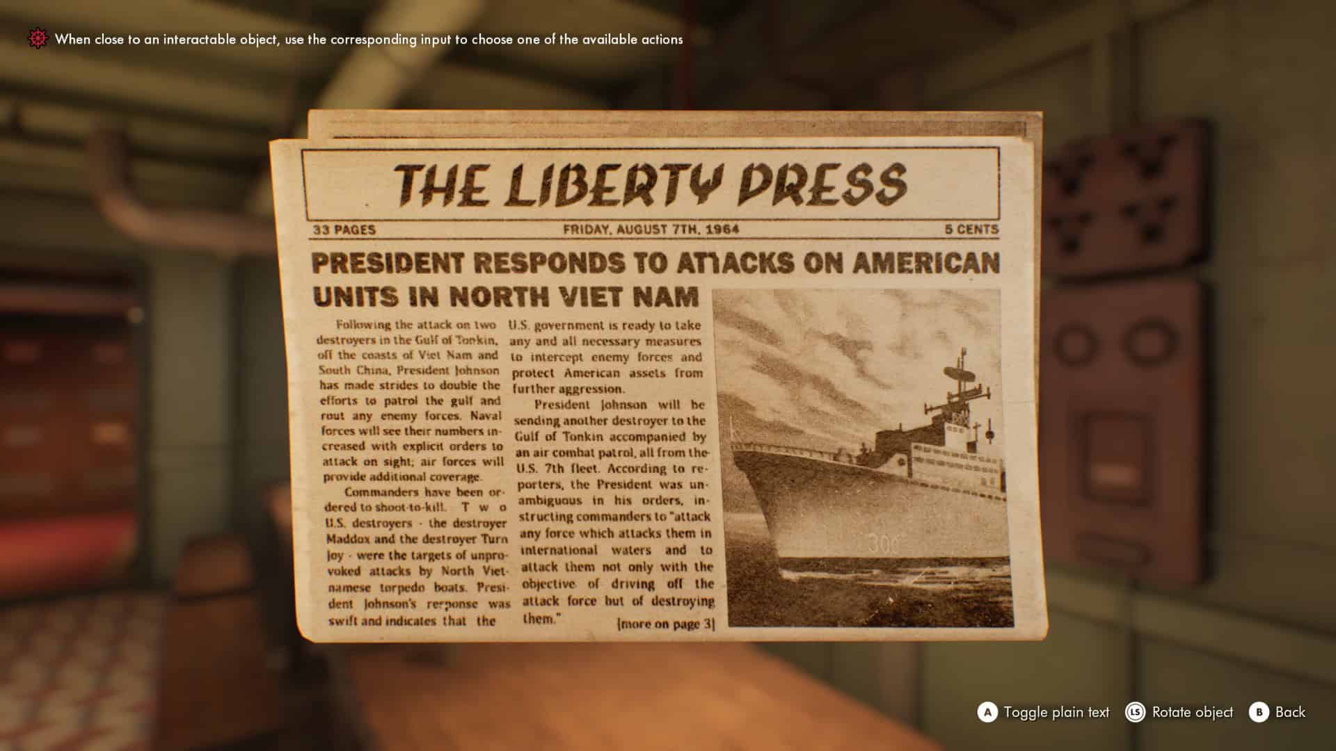 Sophie reads The Liberty Press aboard the Orpheus in Lost & Found: A This Bed We Made Story.
