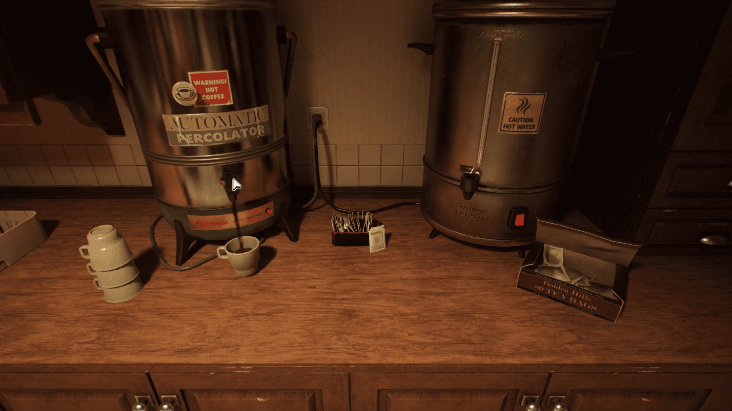 Sophie pours coffee from a percolator aboard the Orpheus in Lost & Found: A This Bed We Made Story.