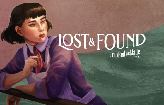 Key art for Lost & Found: A This Bed We Made Story showing Sophie Roy leaning on a railing aboard the Orpheus.